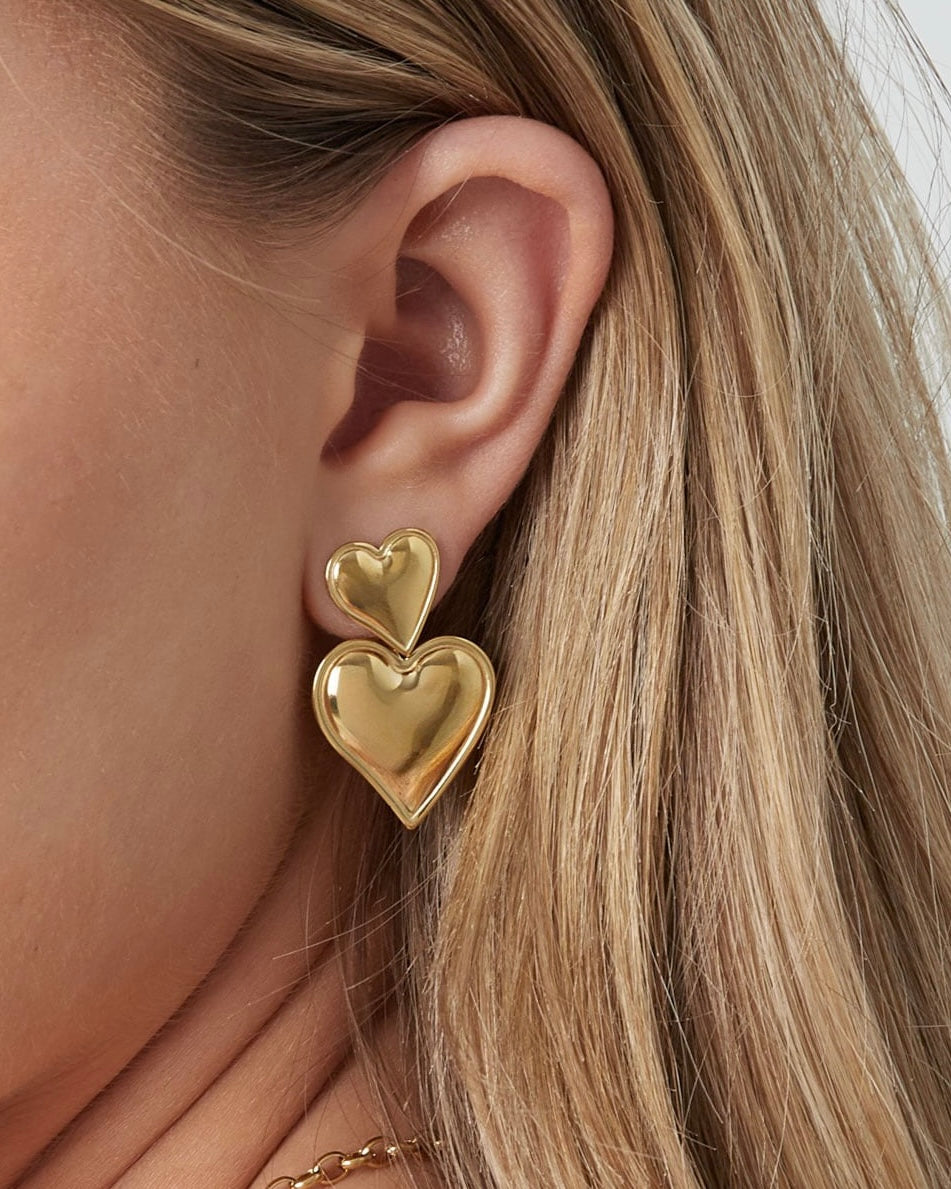 Double Heart Earrings Small