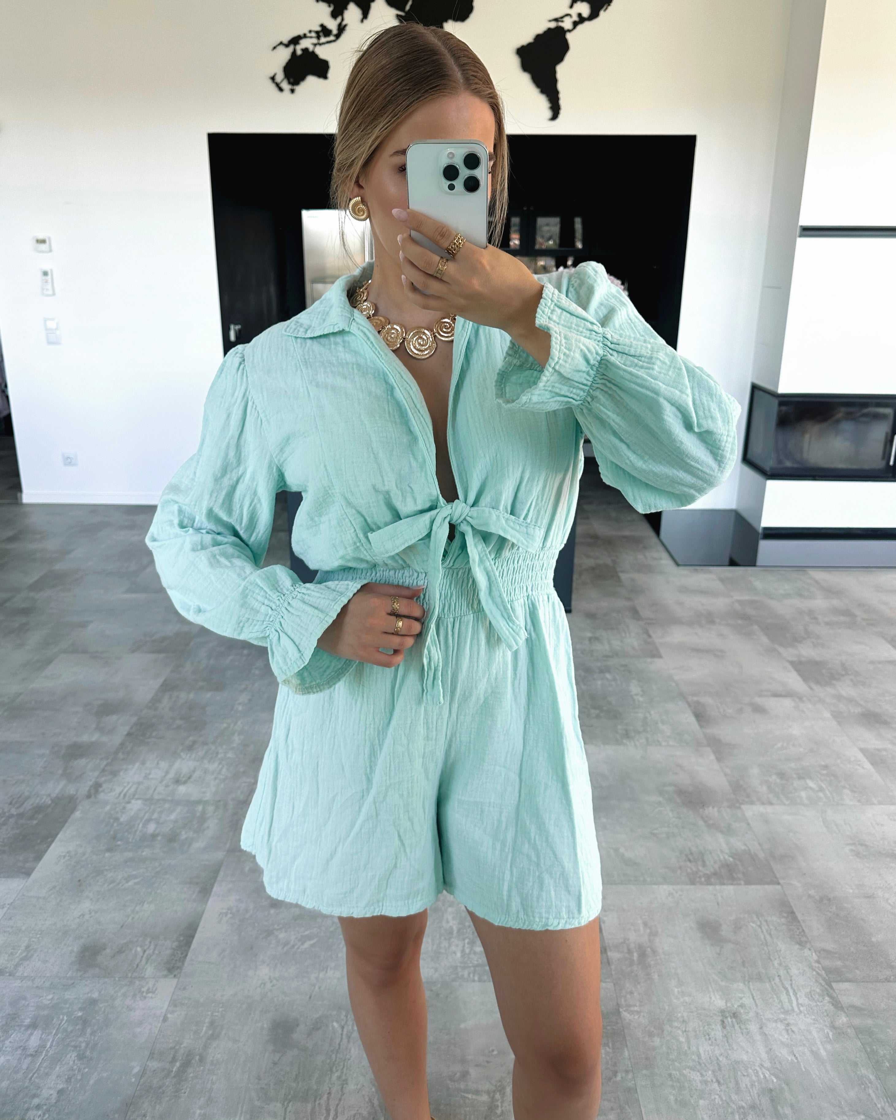 Kurzer Jumpsuit "Maui" Mint