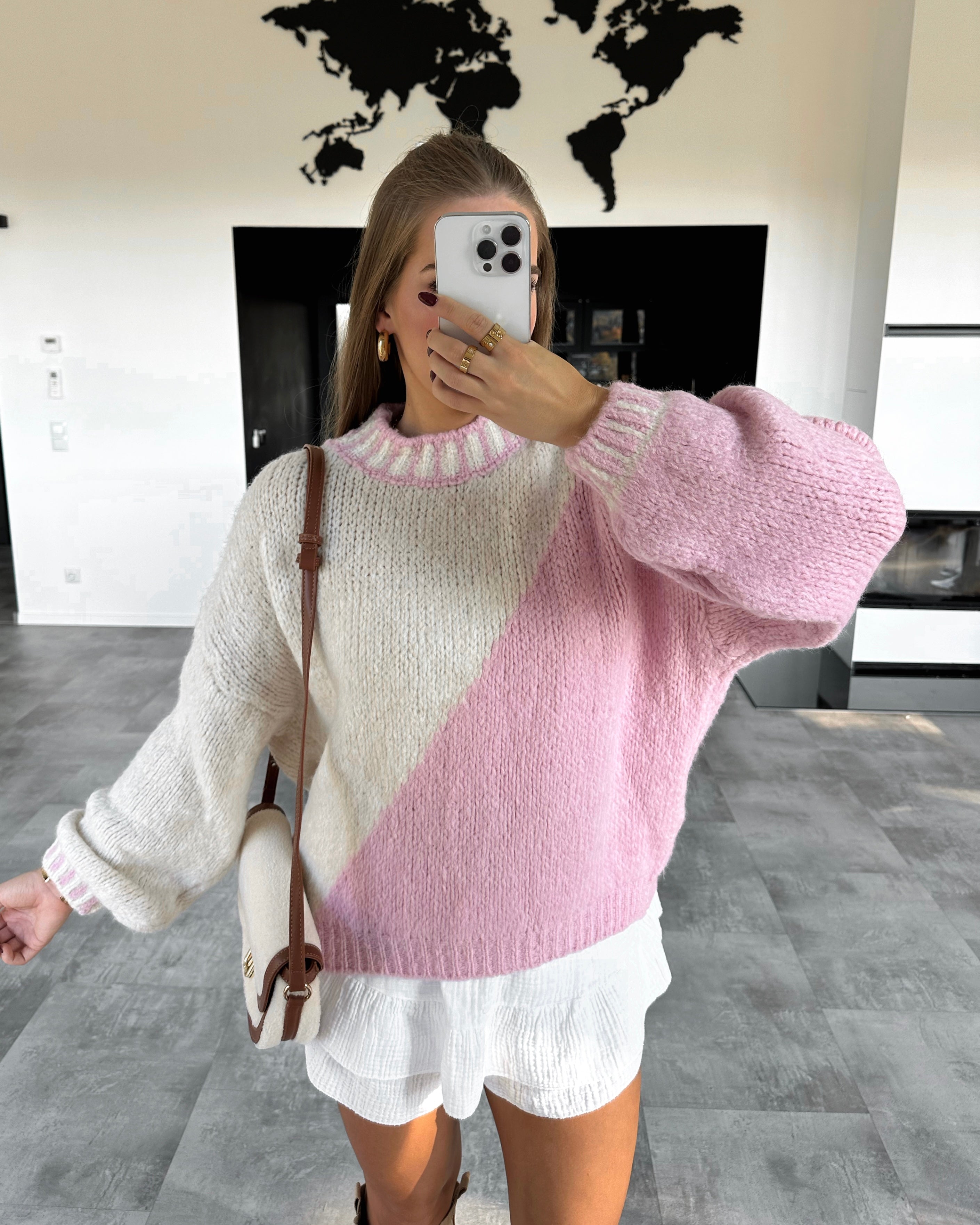 Pullover "Delia” Ecru-Rosa