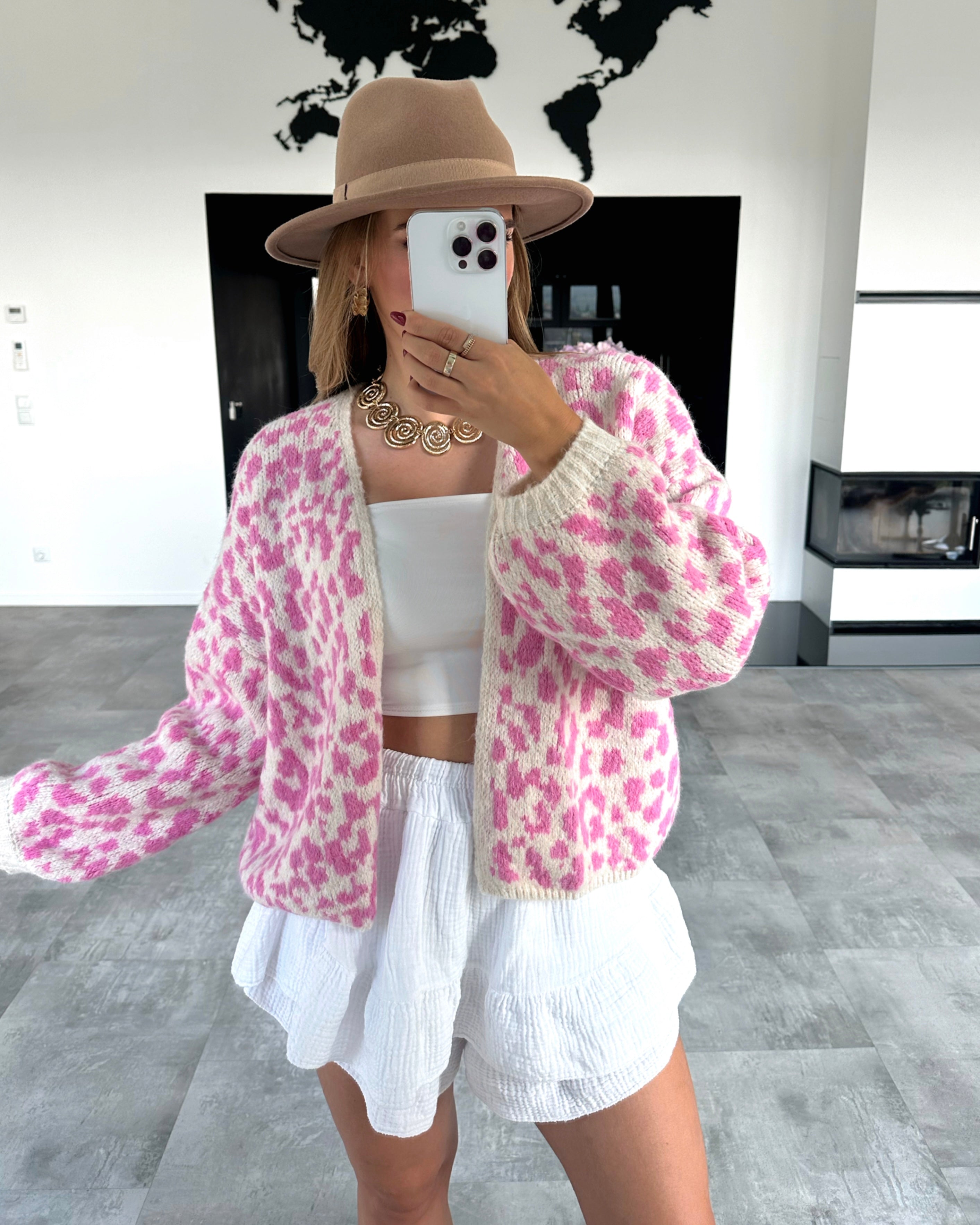 Cardigan "Zula" Pink Leoprint