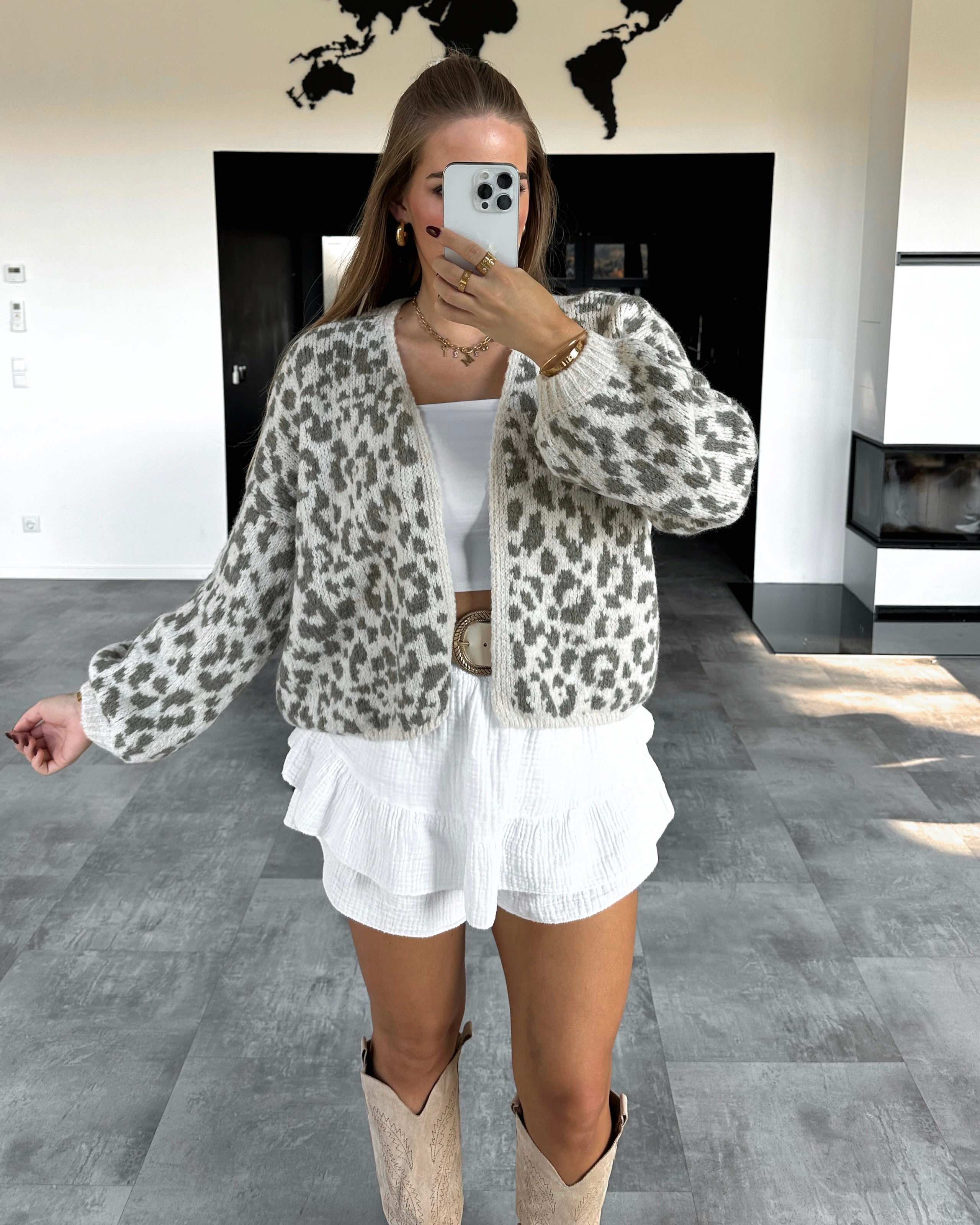 Cardigan "Zula" Khaki Leoprint