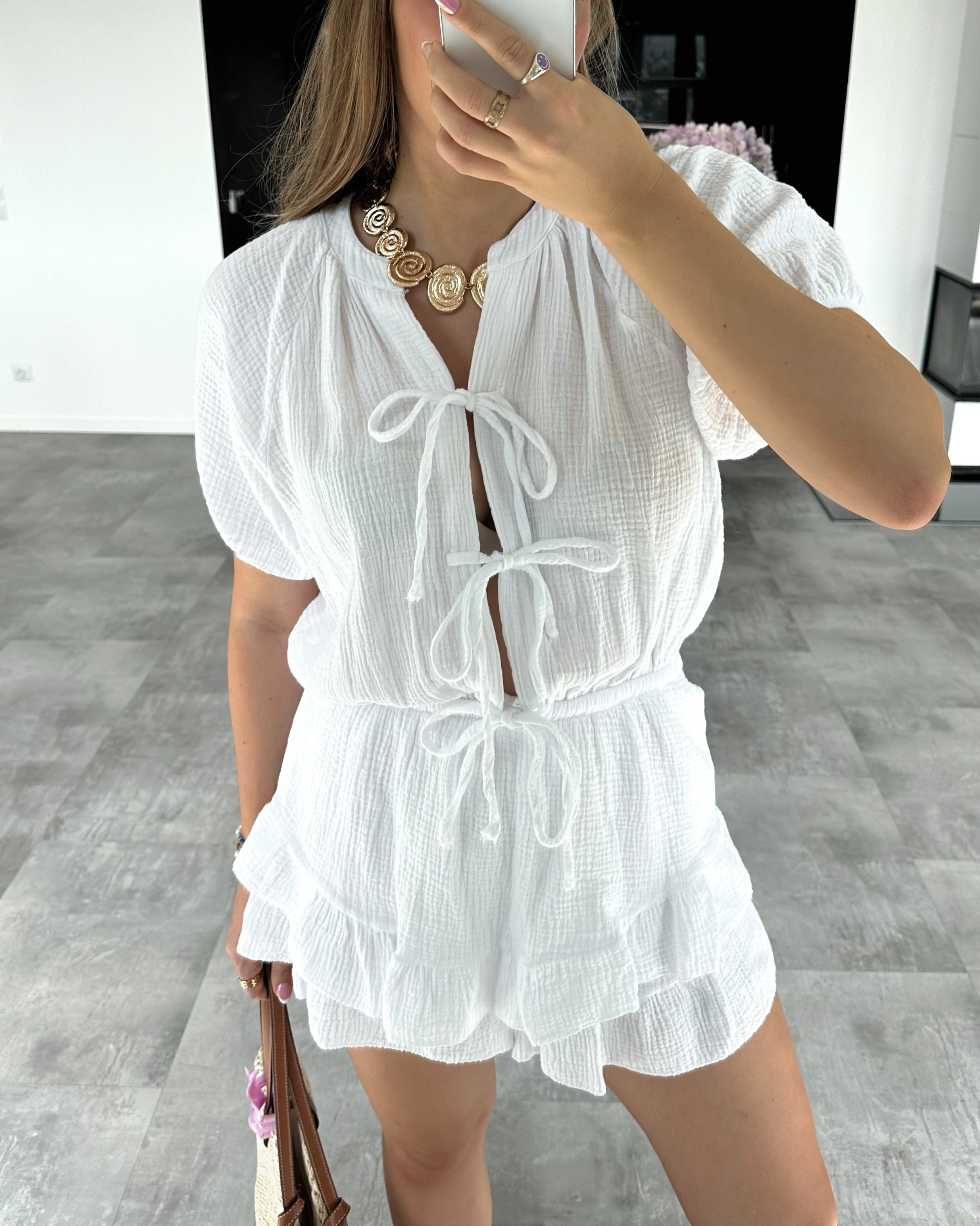 Musselin Playsuit "Melody" Weiß