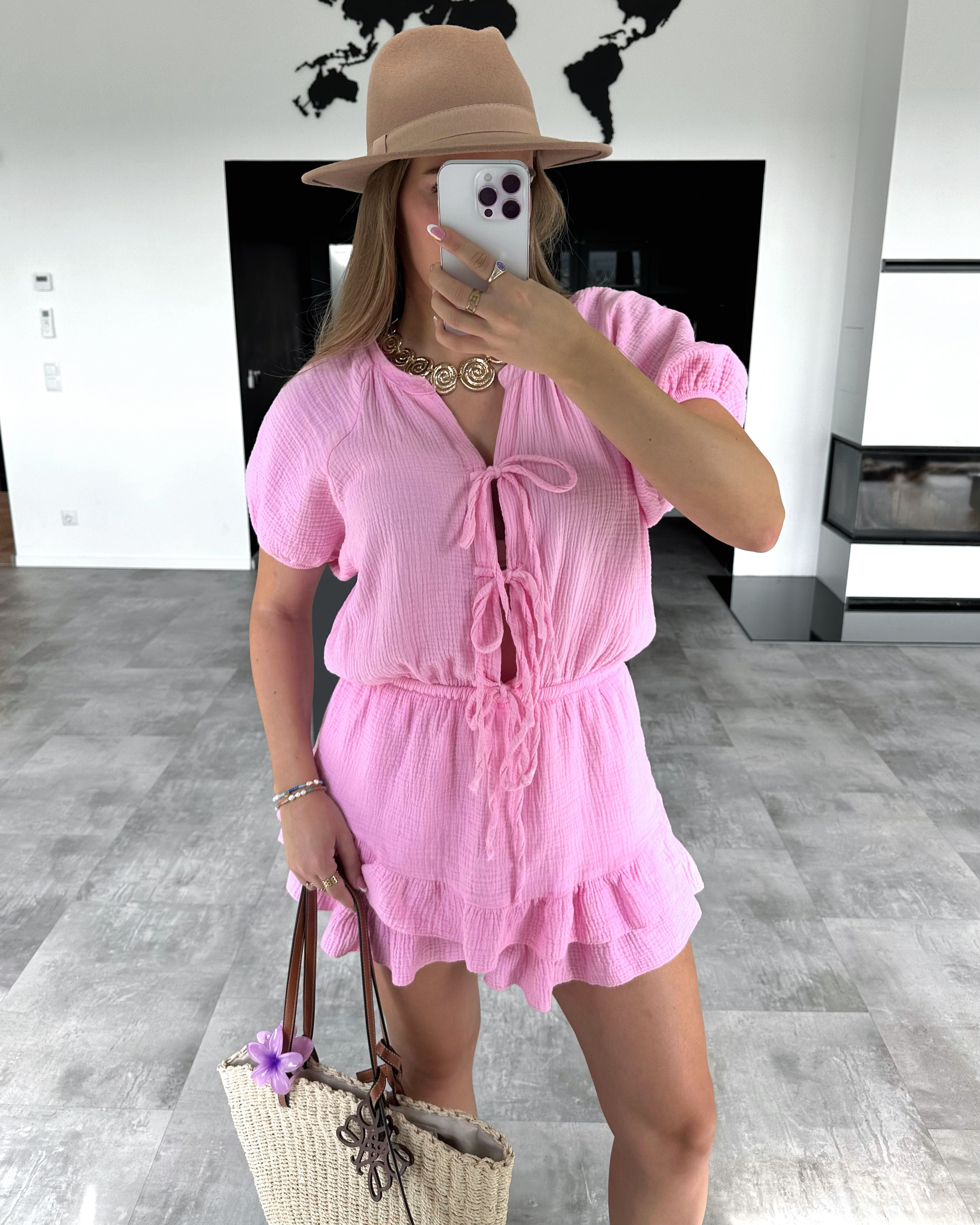 Musselin Playsuit "Melody" Bubblegum Rosa