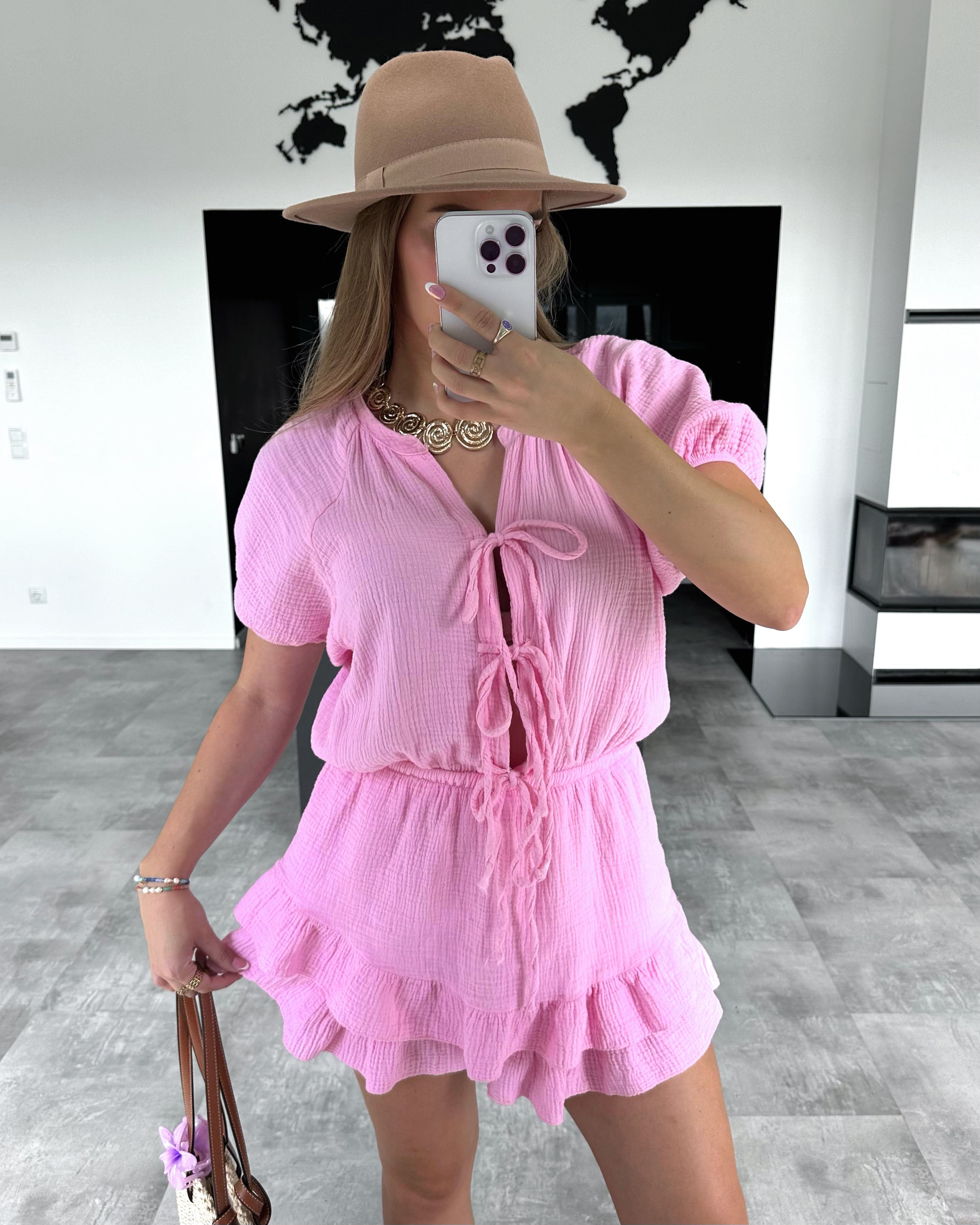 Musselin Playsuit "Melody" Bubblegum Rosa