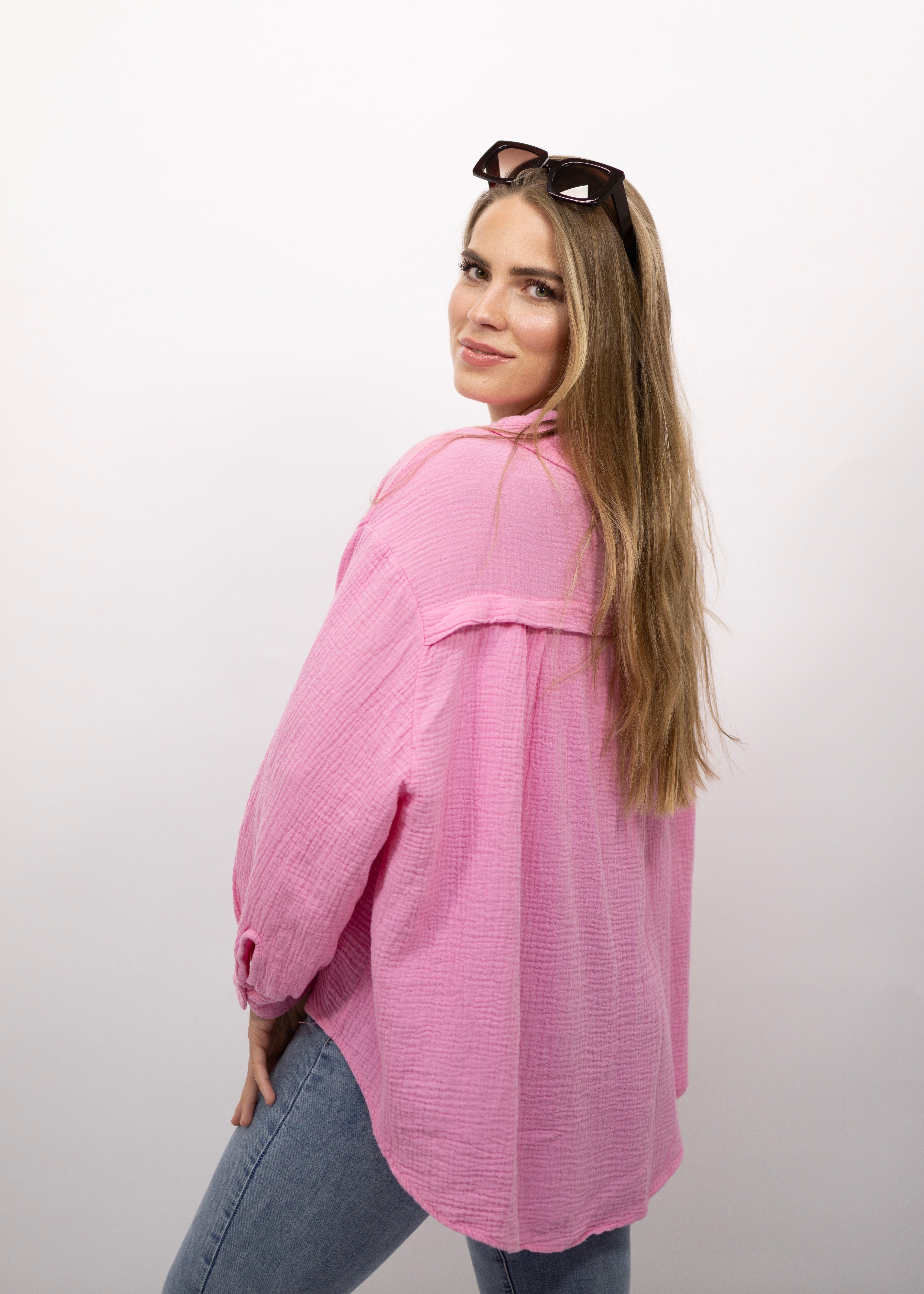 Musselin Bluse "Alena" Kurz Bubblegum Rosa