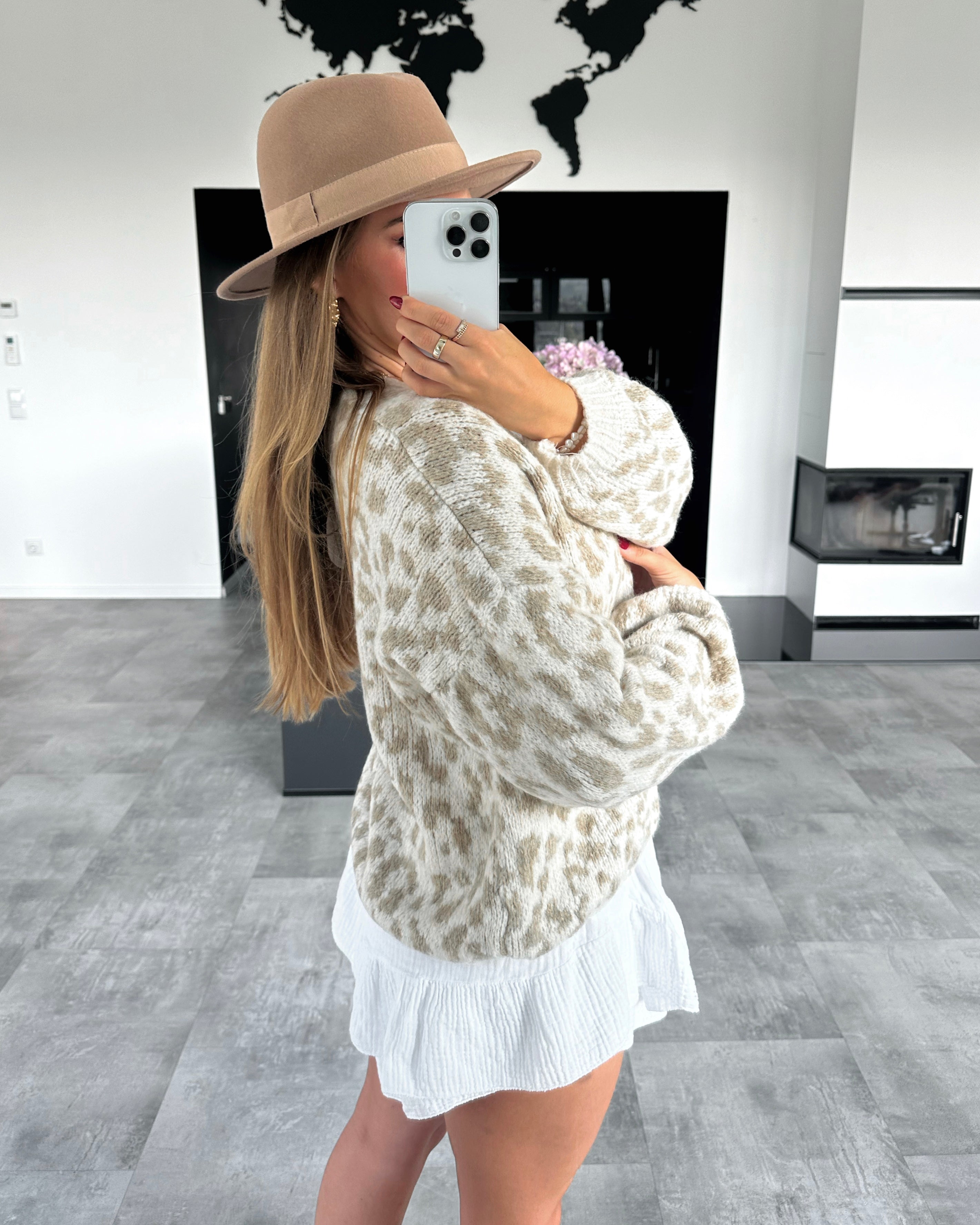 Cardigan "Zula" Beige Leoprint