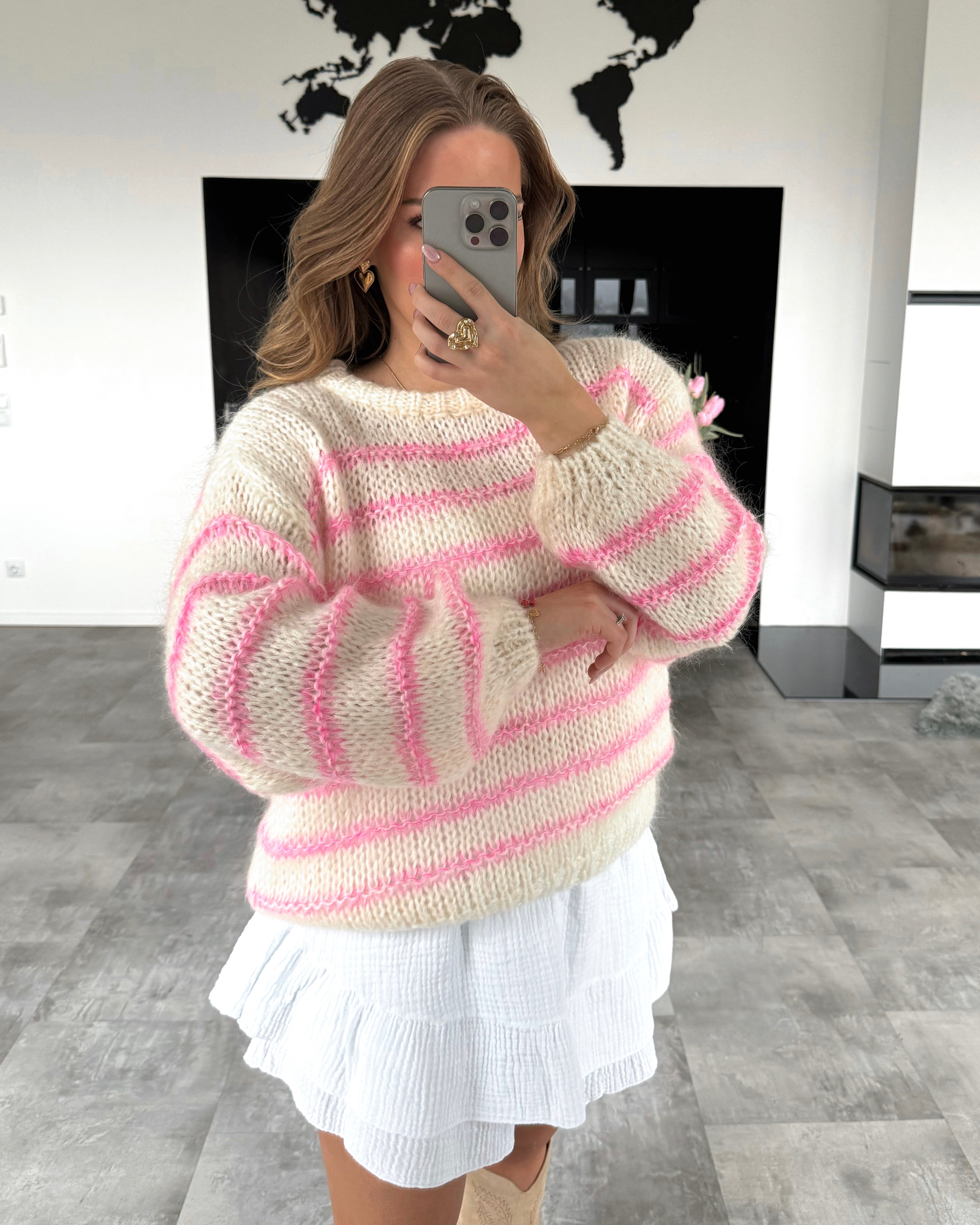 Pullover “Nelly” Ecru-Pink