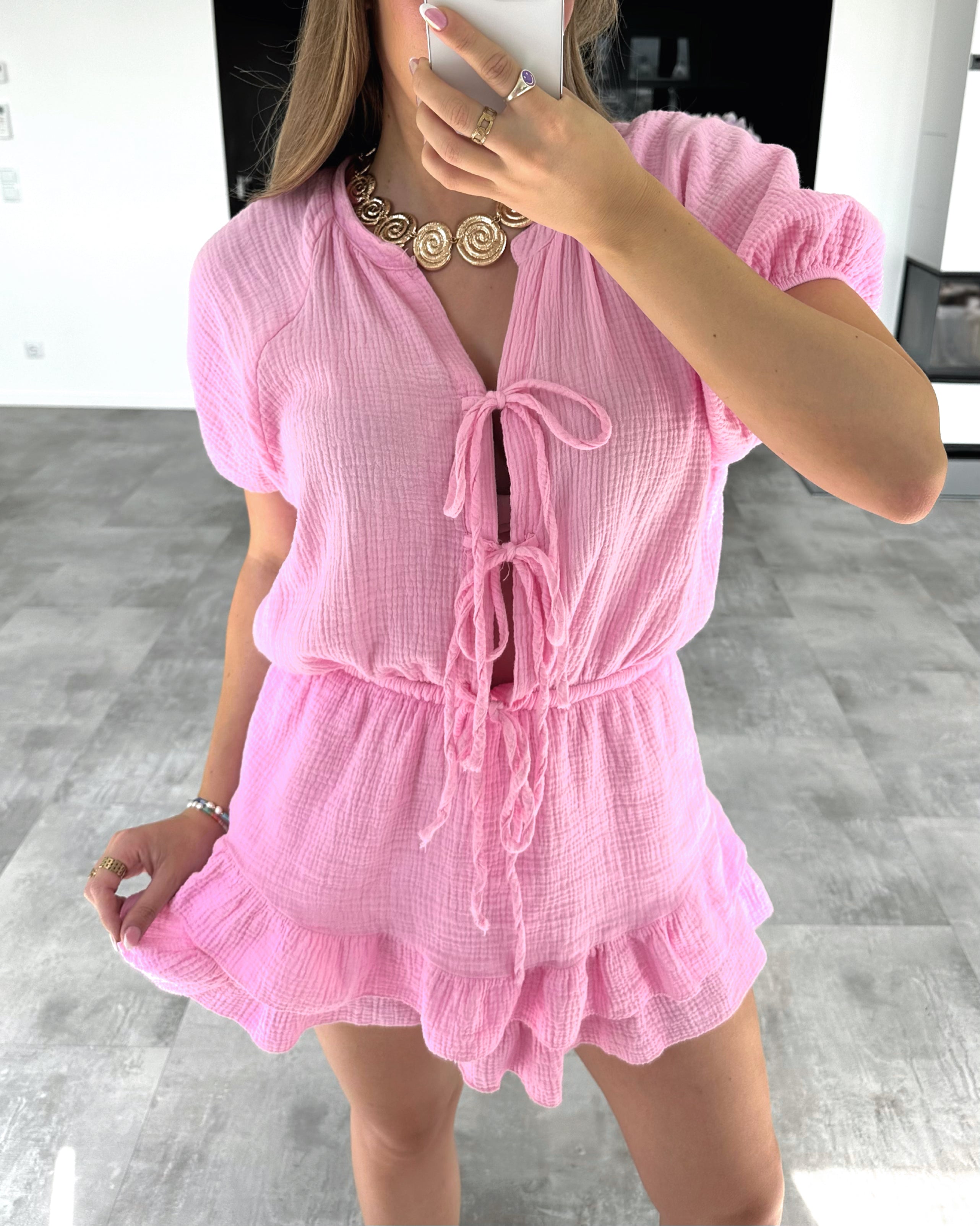 Musselin Playsuit "Melody" Bubblegum Rosa