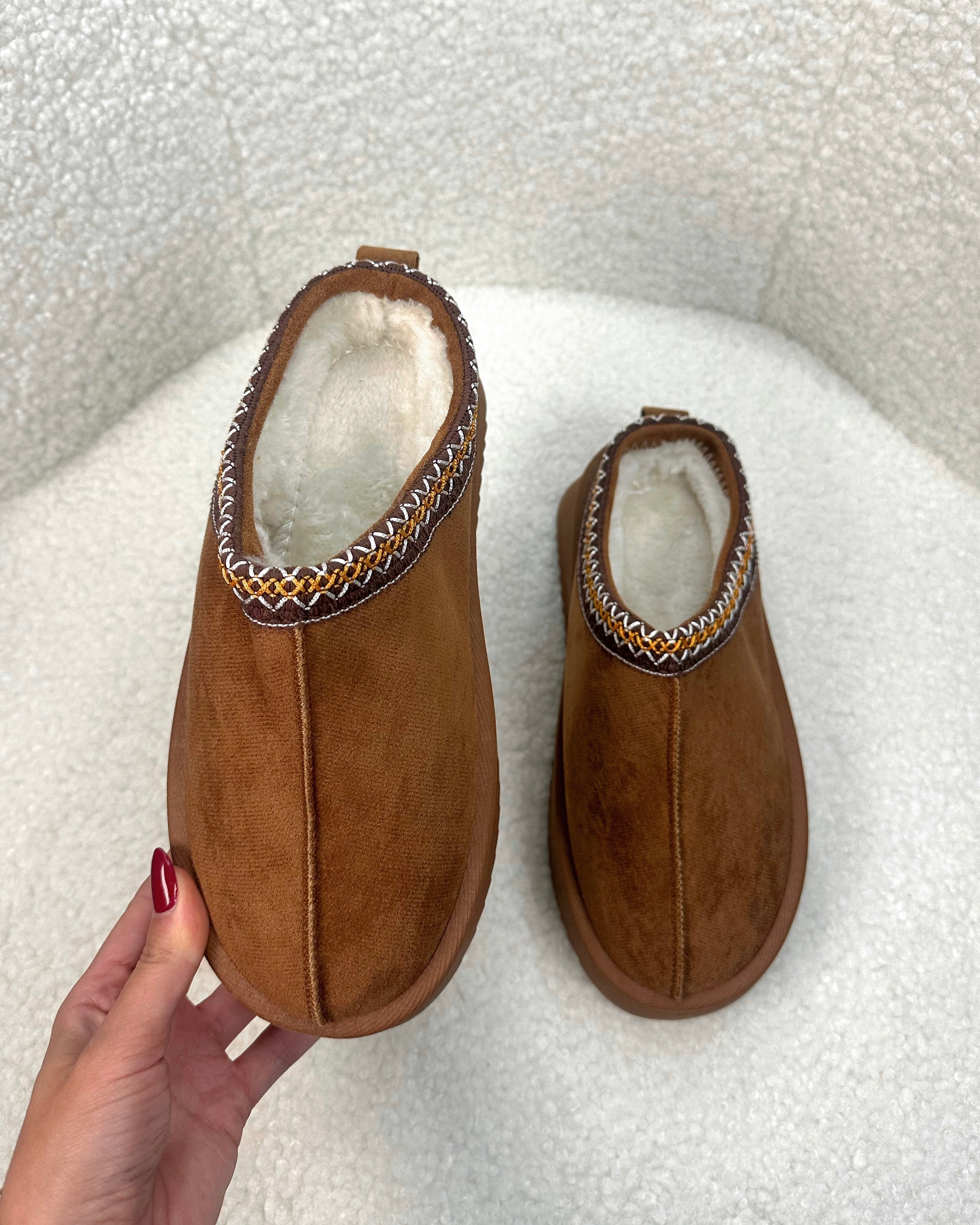 Slipper „Hazel“ mit Plateau Camel